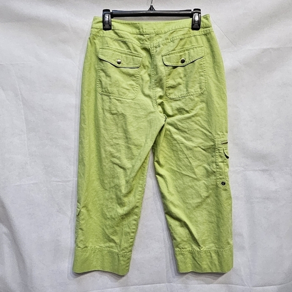 Chico's Lime Green 100% Cotton Multi Pocket Capri Pants Size 0.5 or US 6 - Picture 4 of 7